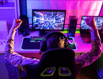 Professional using BuildForge PC for creative work